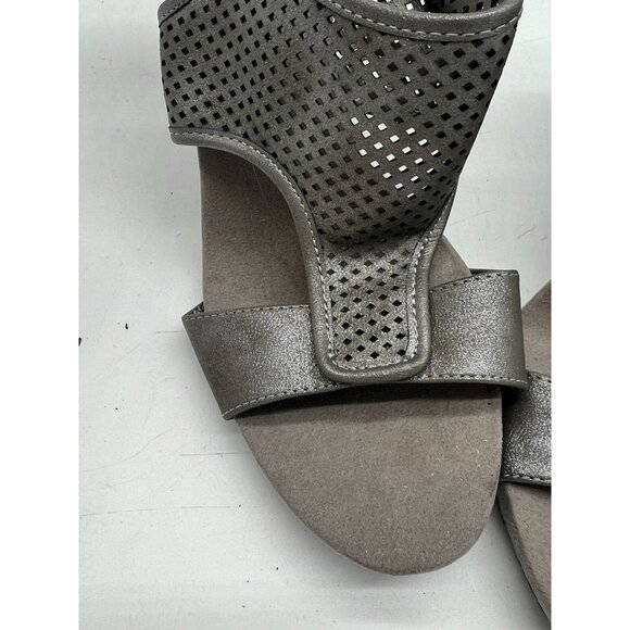Anne Klein Sport Women's Casual Pewter Wedge Sandal Sling Back Size 7 M Gray - Picture 9 of 11